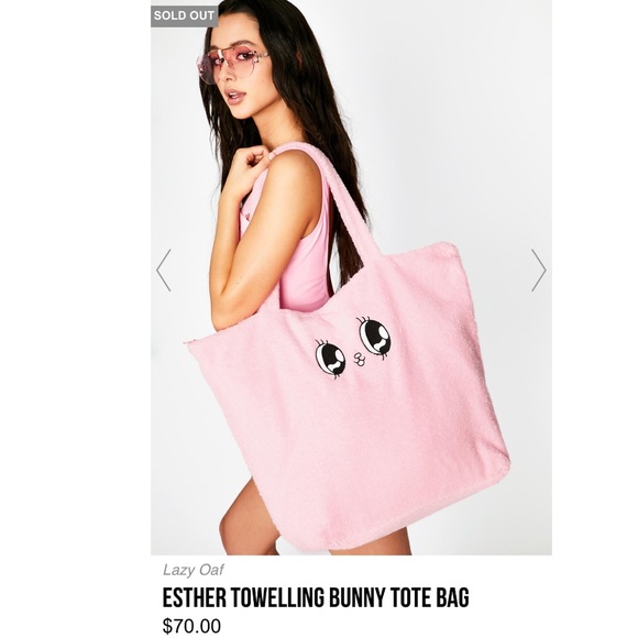 ❄️SALE❄️Lazy Oaf Esther Toweling Bunny Tote Bag - Picture 2 of 4